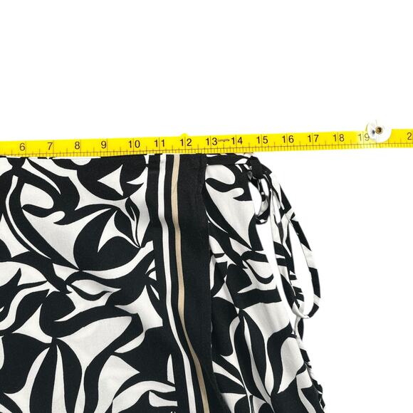 LOFT Black White Pattern Tie Closure Wrap Skirt‎ Rayon Womens Type Size 2 - Picture 6 of 6